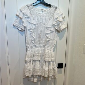 LoveShackFancy Ivory Lace Tiered Dress